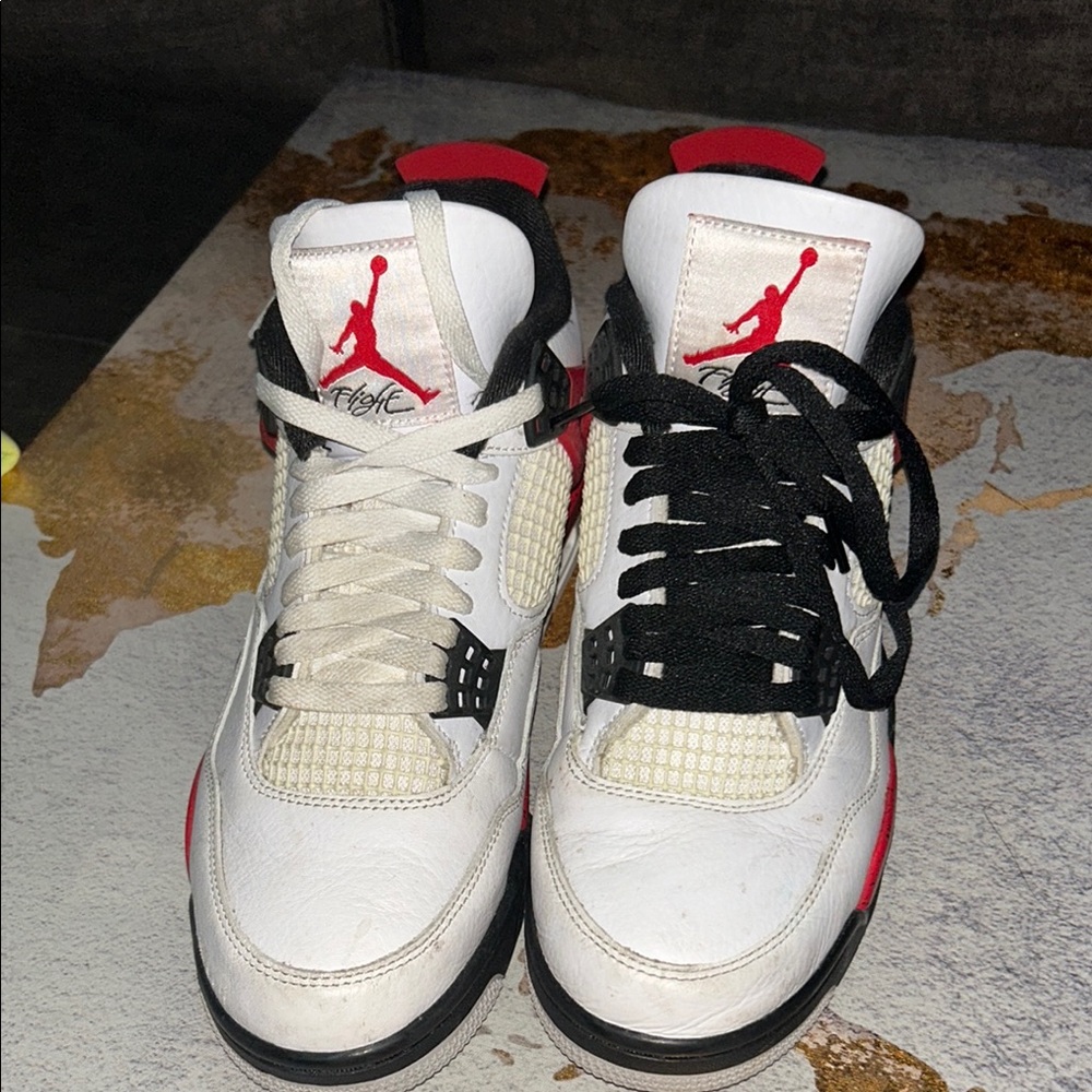 Jordan Sneakers with Red Highlights and Black Laces